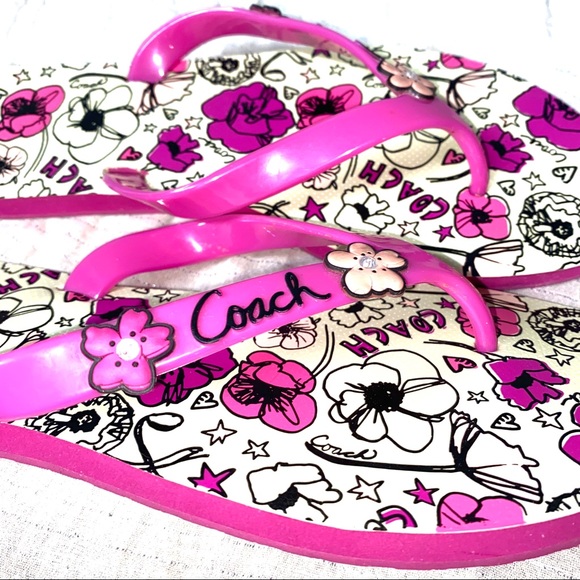 coach floral flip flops